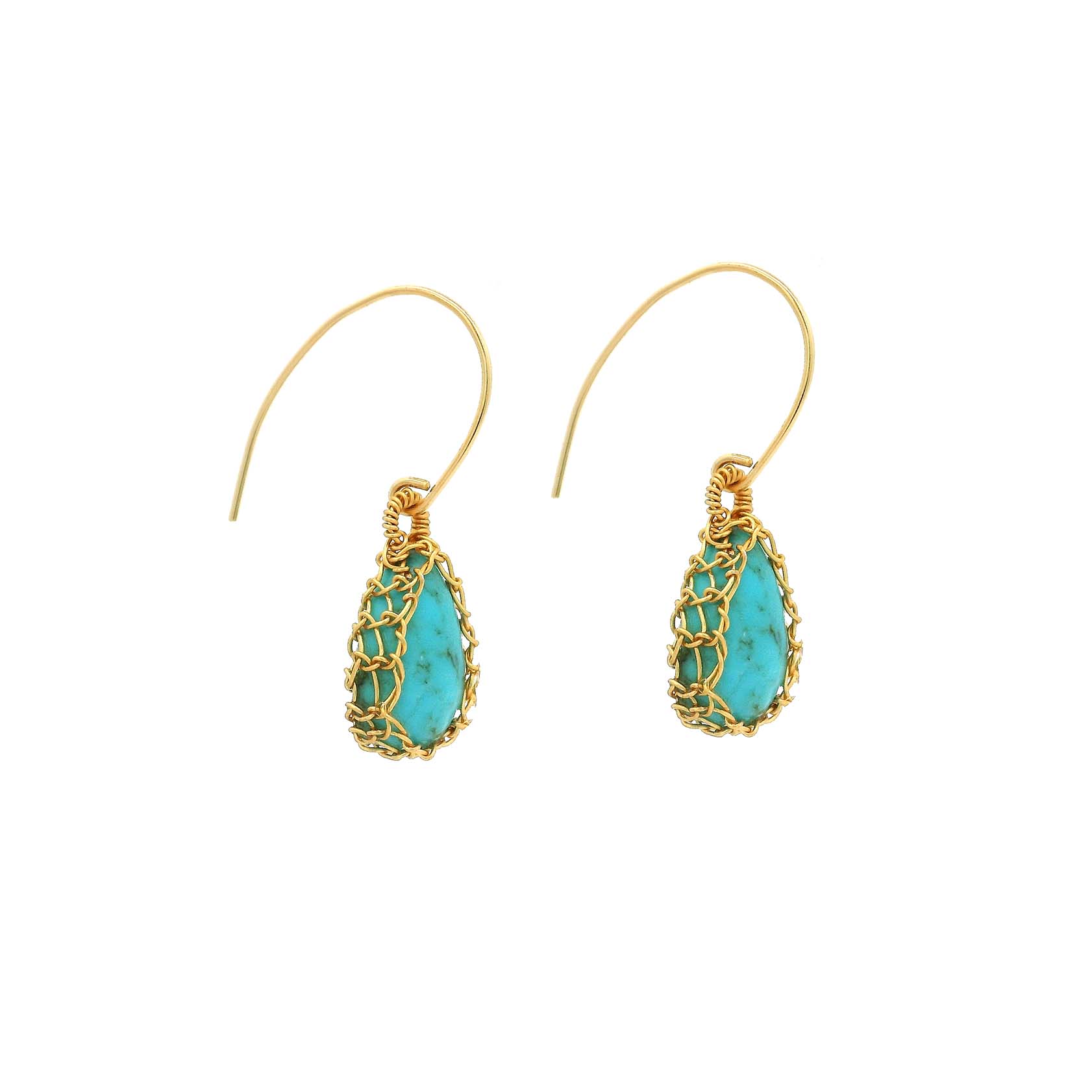 "NATI" TURQUOISE NET TEAR DROP EARRINGS