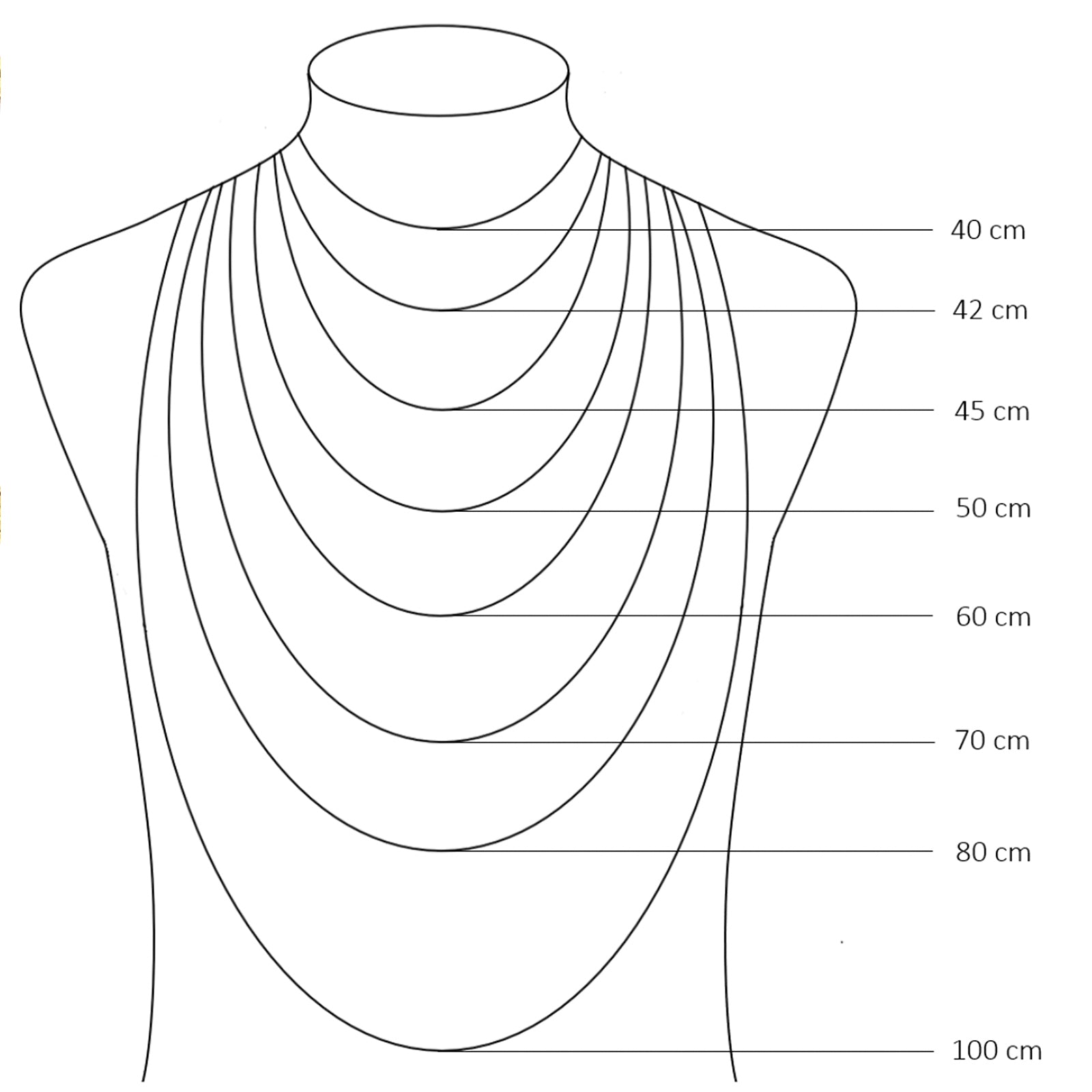 size chart "Tara" Hematite Long Necklace