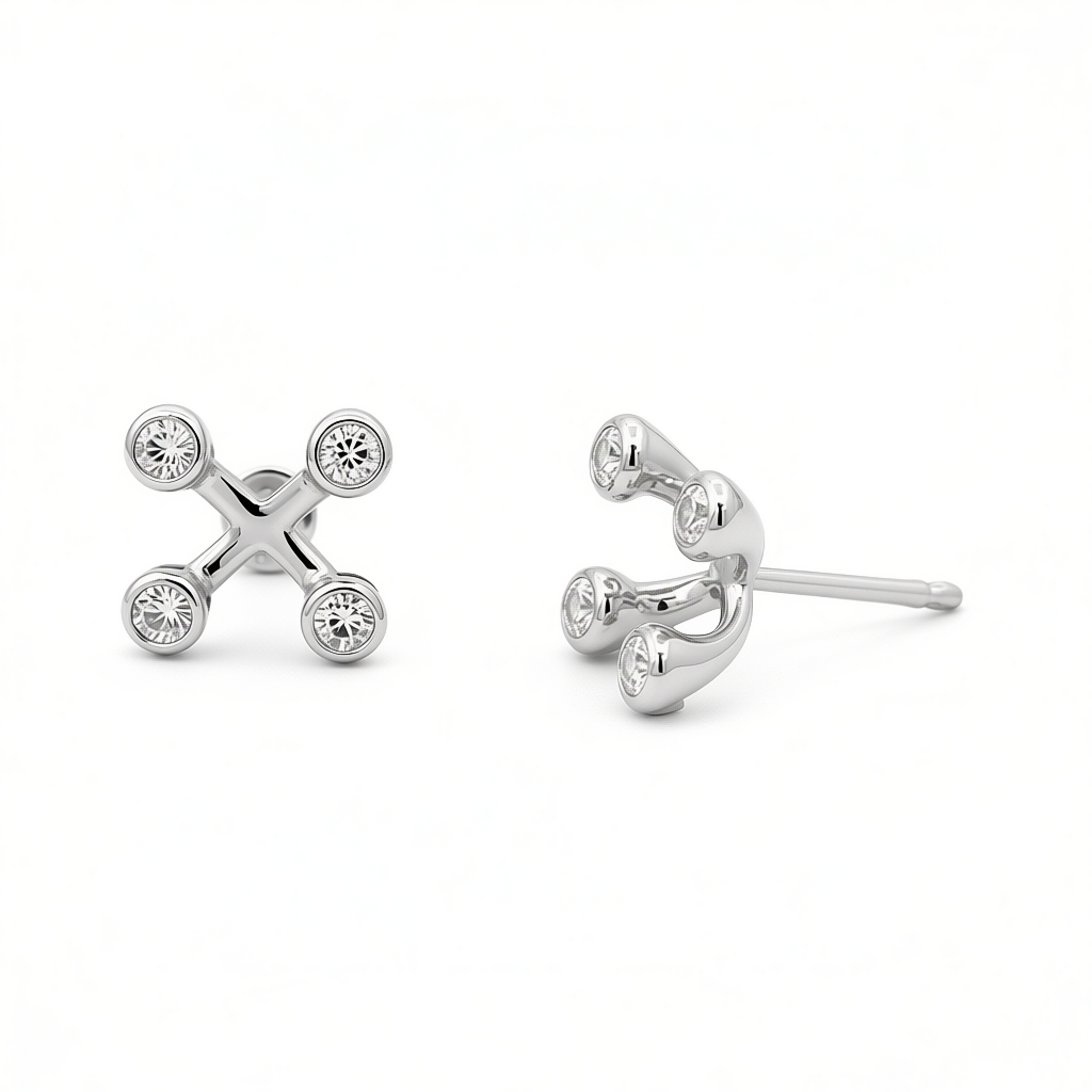 “Joyce” 925 sterling SILVER Flower Petal Ear Studs