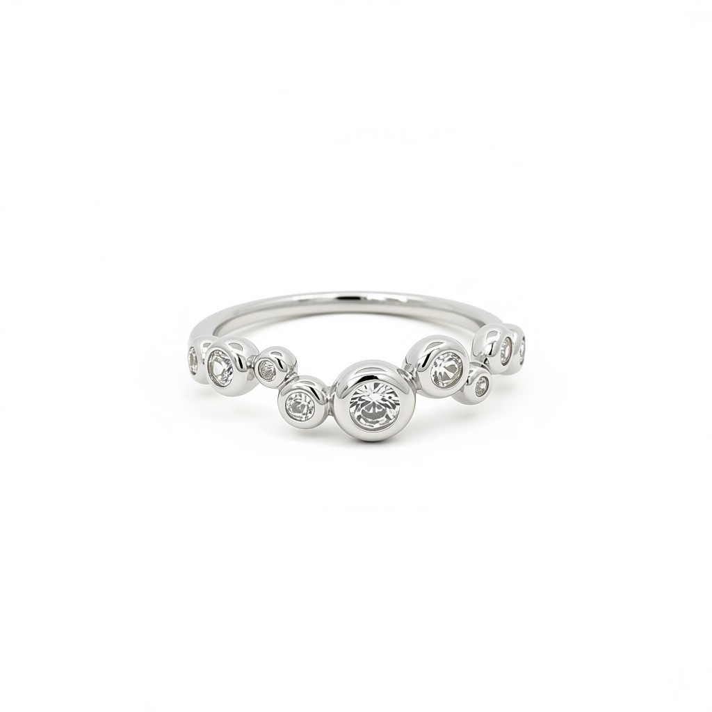 “JOYCE” 925 sterling Silver MINI BUBBLE ZIRCONIA RING / Silver