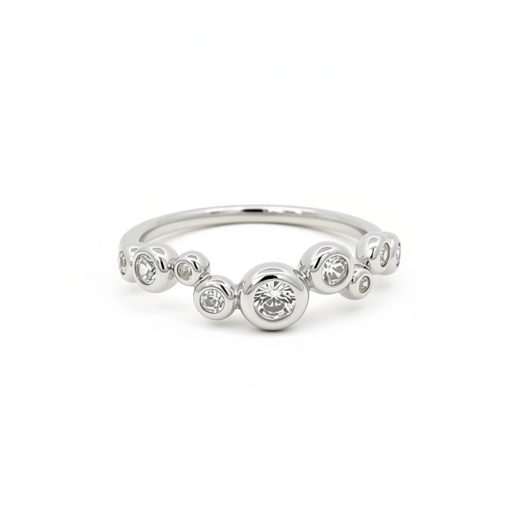 “JOYCE” 925 sterling Silver MINI BUBBLE ZIRCONIA RING / Silver