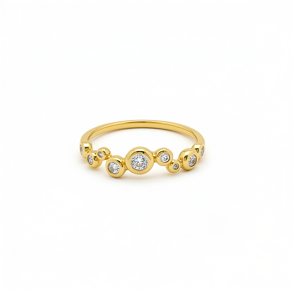 “Joyce” 925 sterling SILVER Mini Bubble Zirconia Ring / Gold