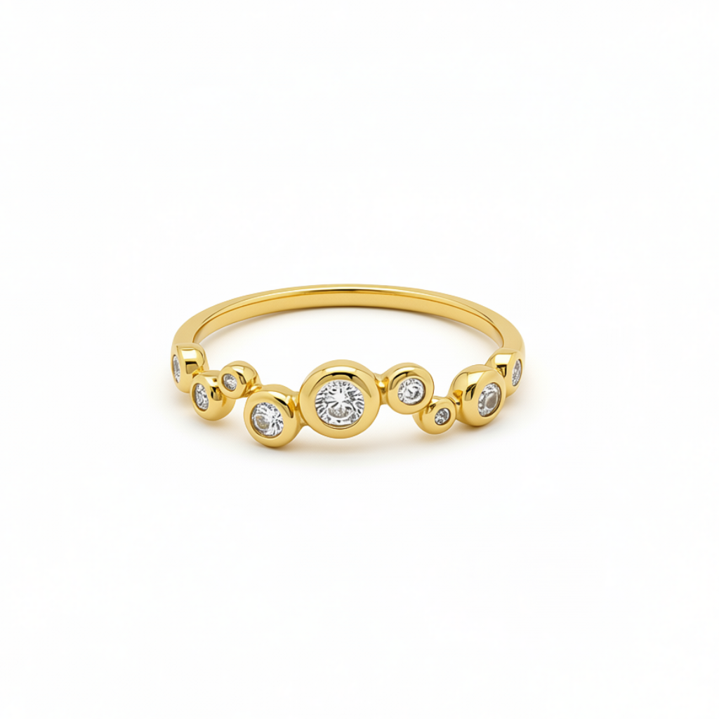 “Joyce” 925 sterling SILVER Mini Bubble Zirconia Ring / Gold