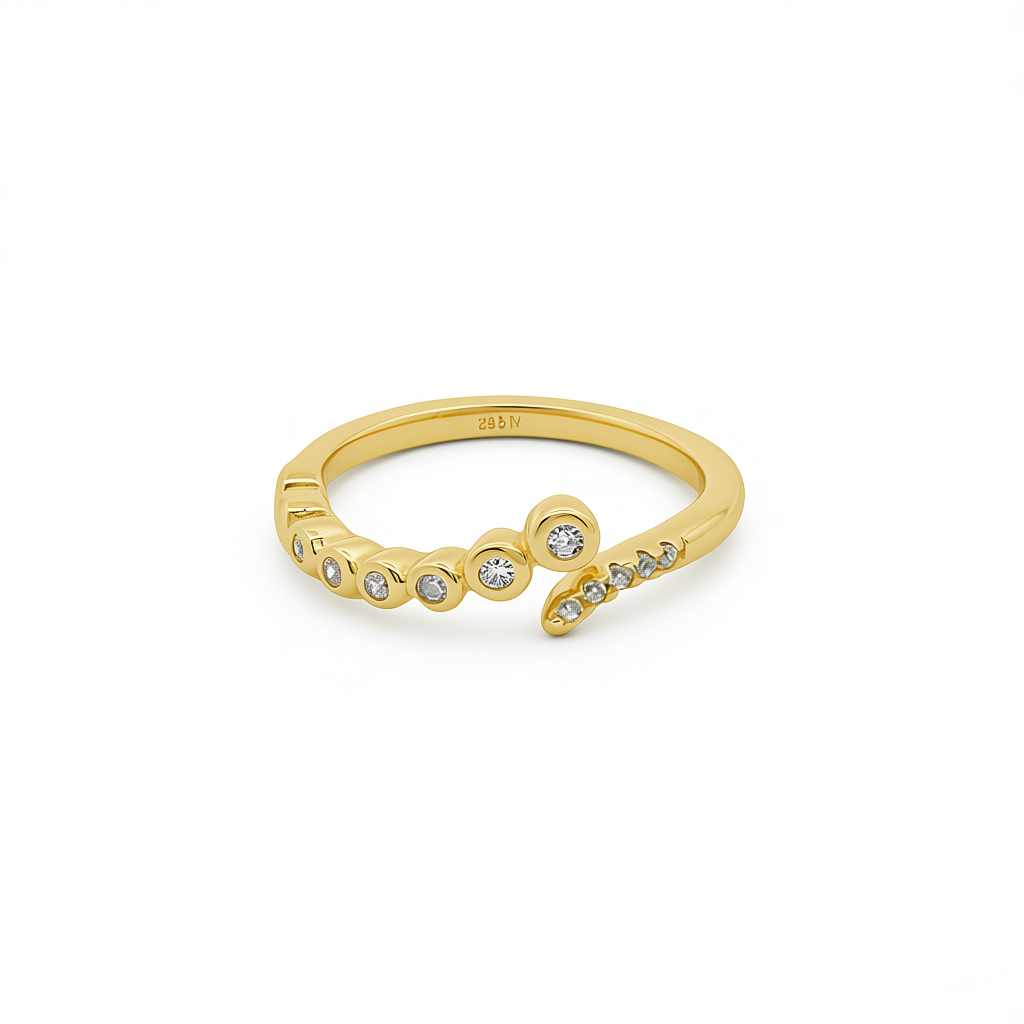 “Joyce” 925 sterling SILVER Snake Tail Zirconia Ring / Gold