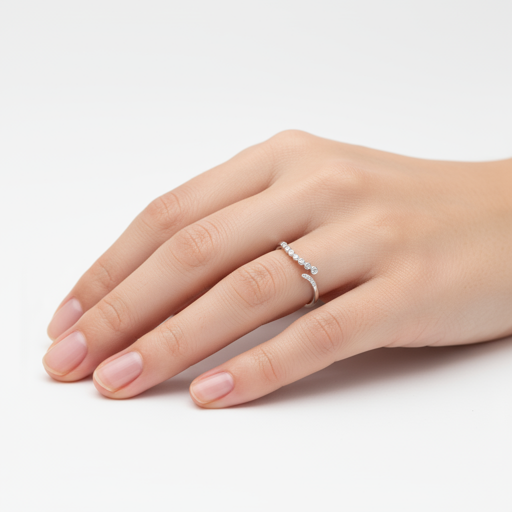 “Joyce” 925 sterling SILVER Snake Tail Zirconia Ring / Silver