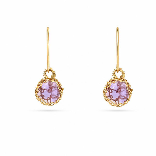 "NATI" AMETHYST NET ROUND EARRINGS