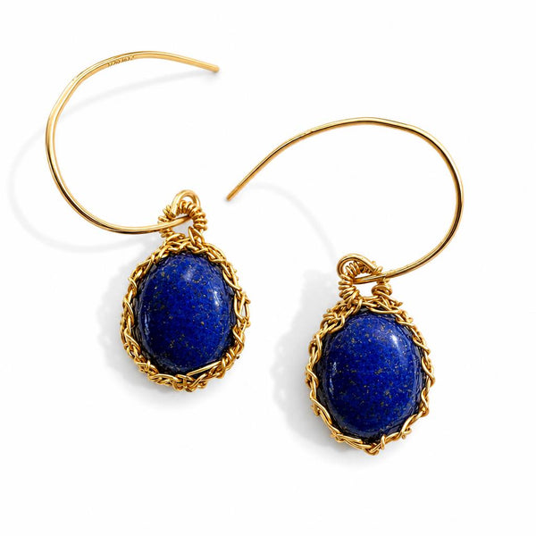 "Nati" Lapis Lazuli Net Oval Earrings