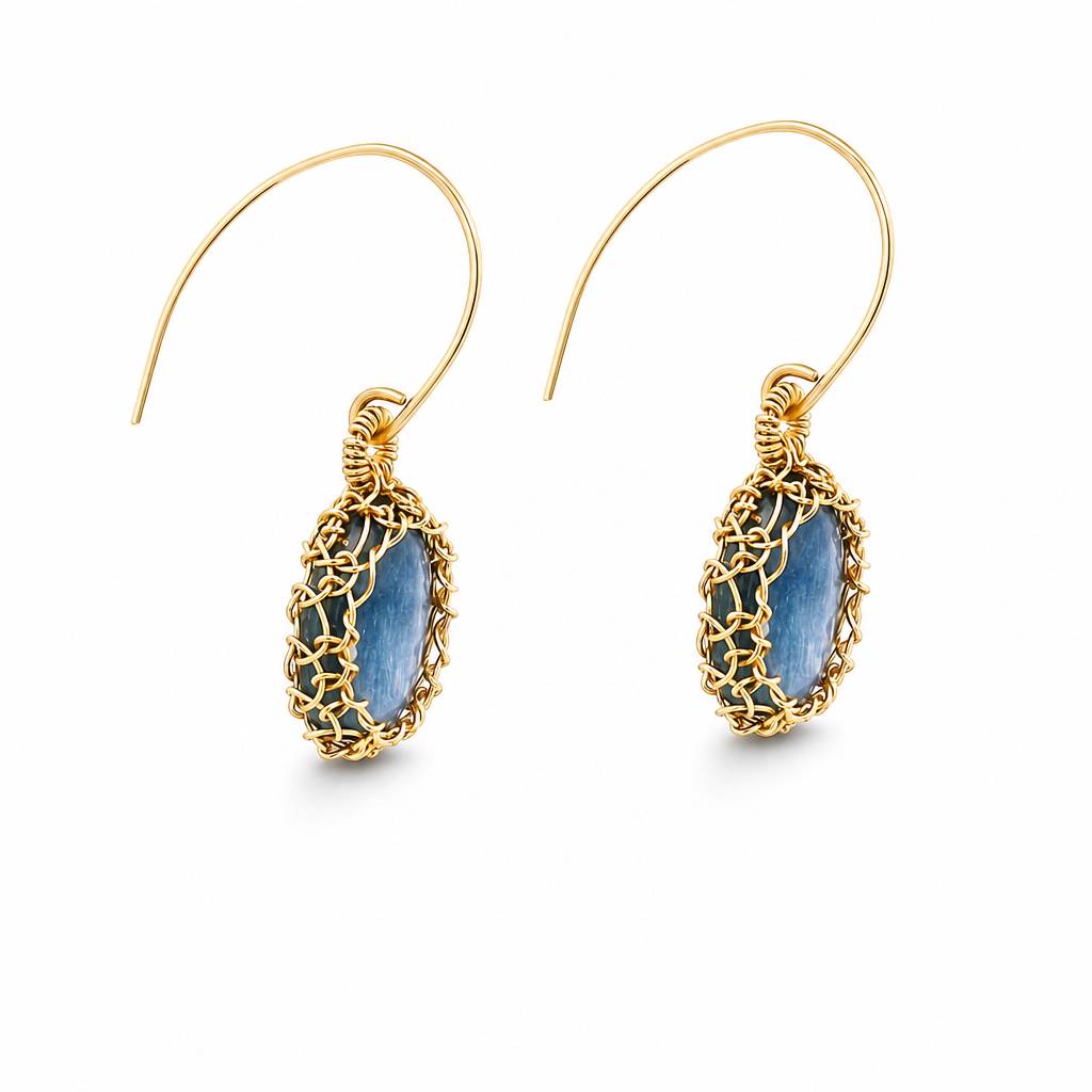 “Nati” Blue Kyanite Net Oval Earrings