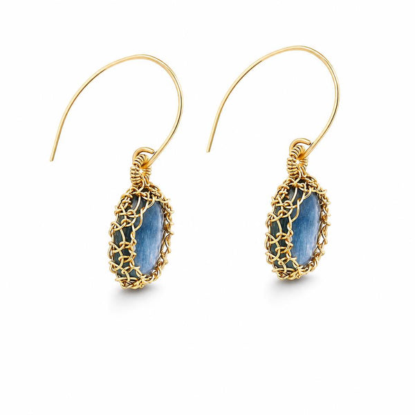 “Nati” Blue Kyanite Net Oval Earrings