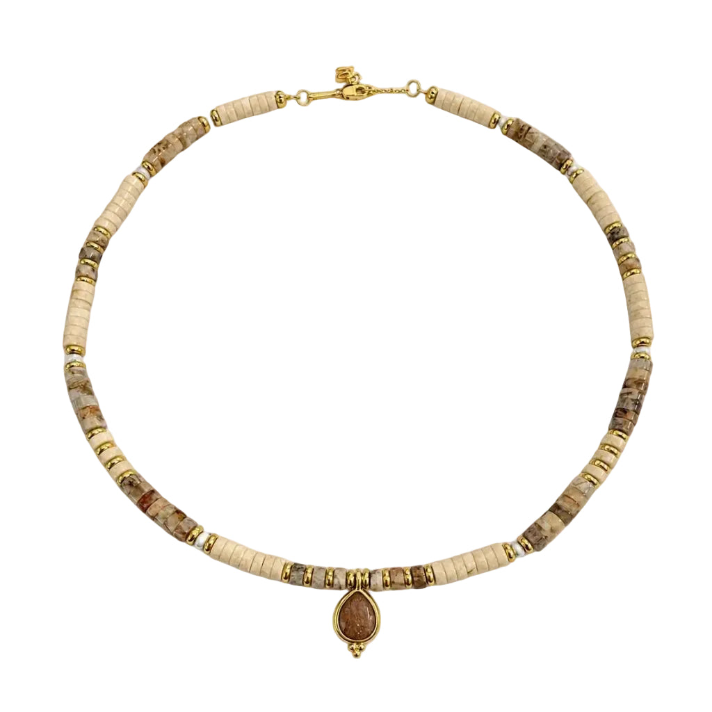 “Agera ” Sandy Wood Brown Jasper necklace