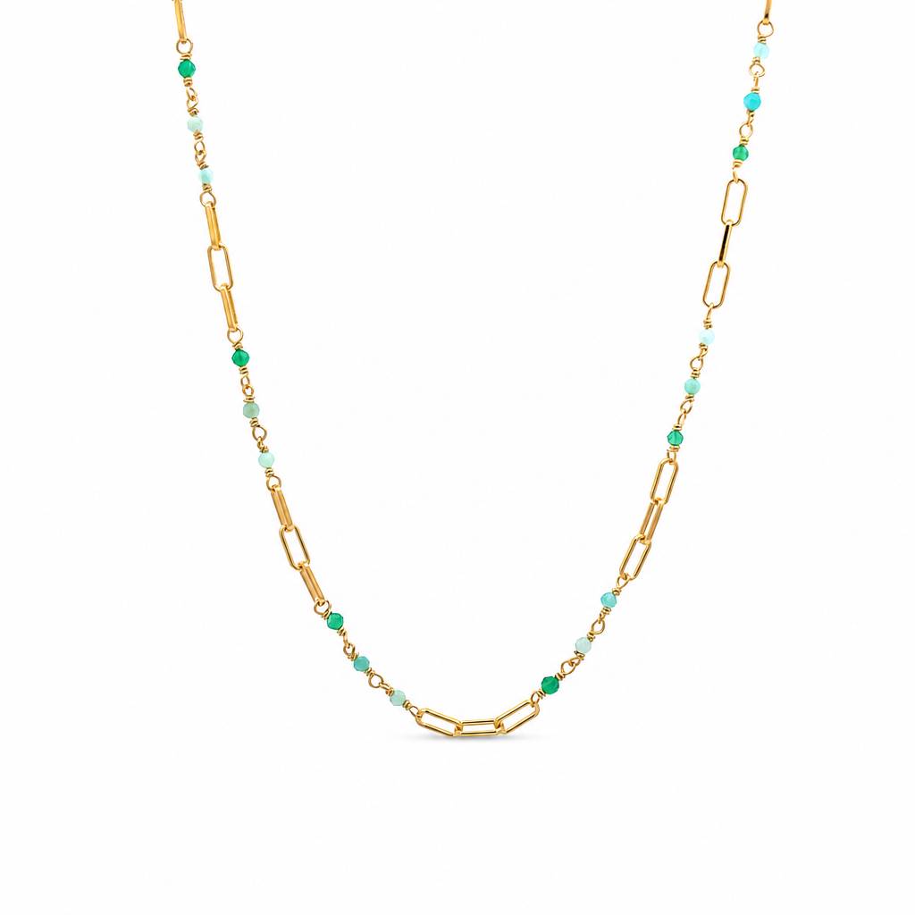 “Forest” 925 sterling silver Clip Chain & Beads Necklace