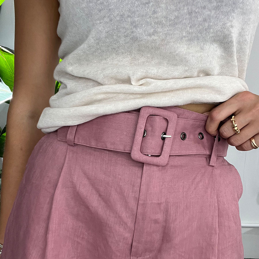 "Nova" Linen Shorts - DUSTY PINK