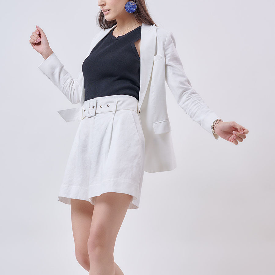 "Nova" Linen Shorts - White