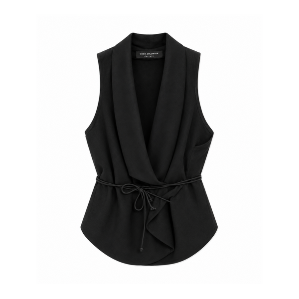 "LAUREN" BLACK WRAP STYLE TOP