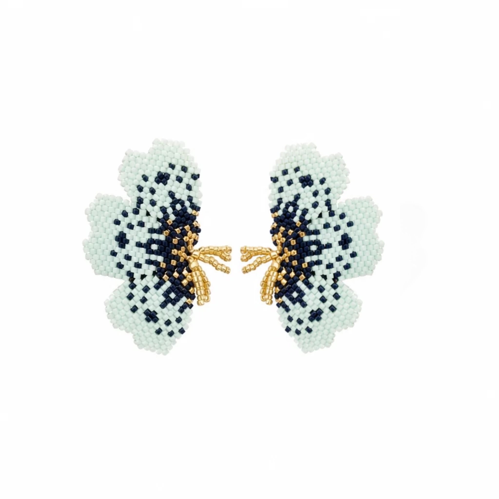 "NOLA" BEADED MINTED GREEN BUTTERFLY EARRINGS