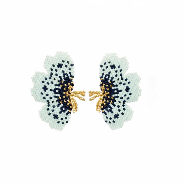 "NOLA" BEADED MINTED GREEN BUTTERFLY EARRINGS