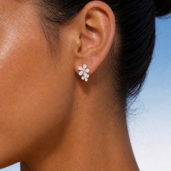 “Fleur” Fortune Petal Gold Vermeil Stud earrings