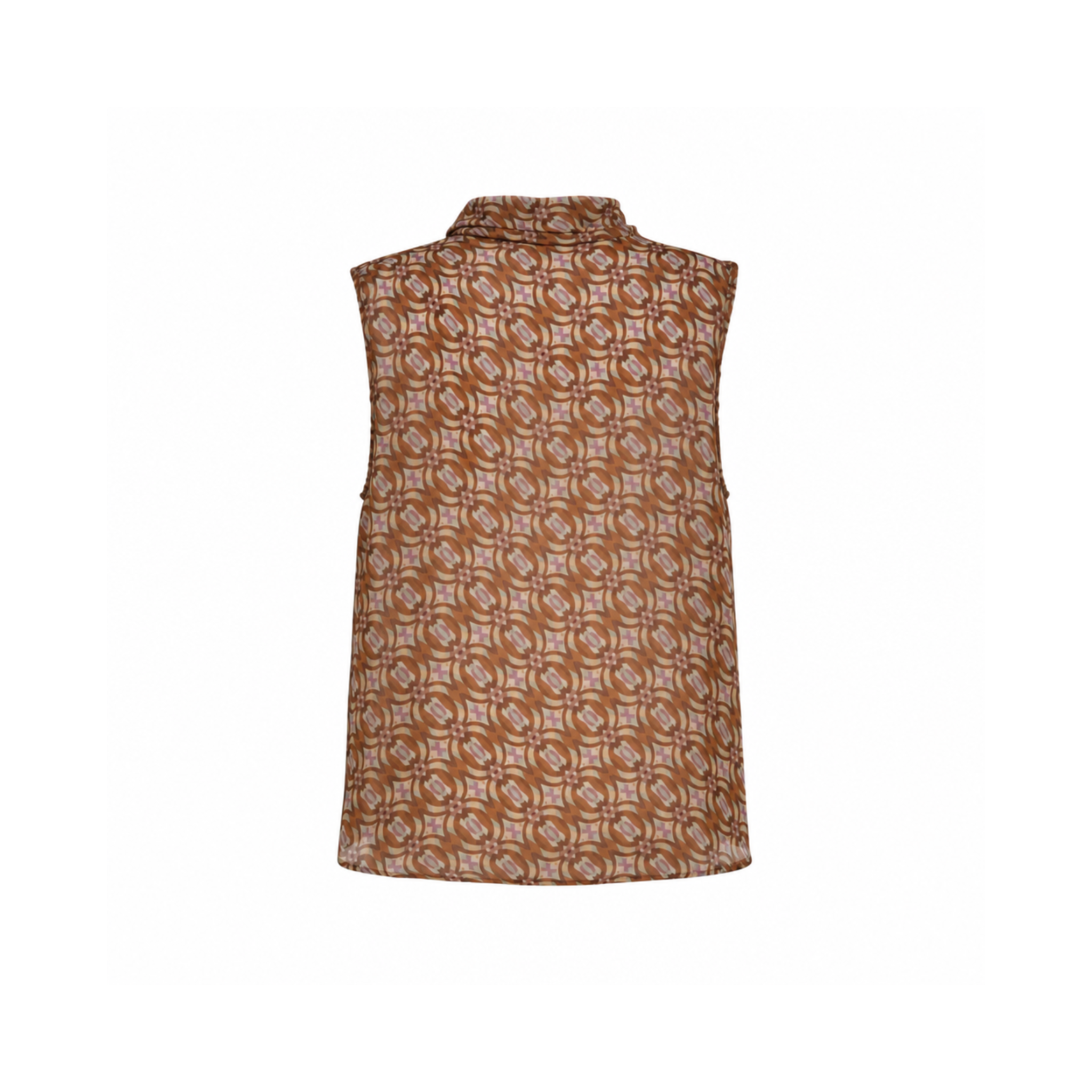 “Cadena” brown pattern Removable Collar Top