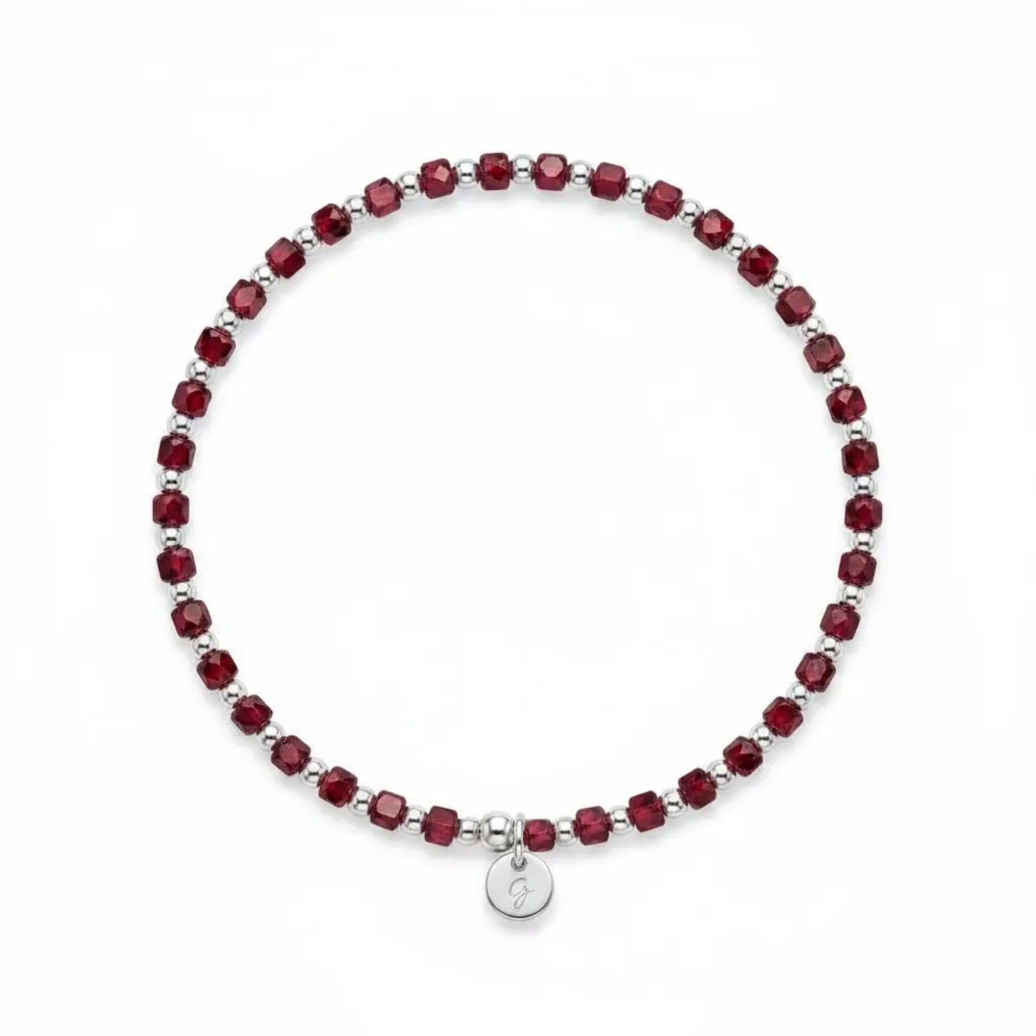 “Yaiza” Garnet 2.5mm Square Beads Bracelet