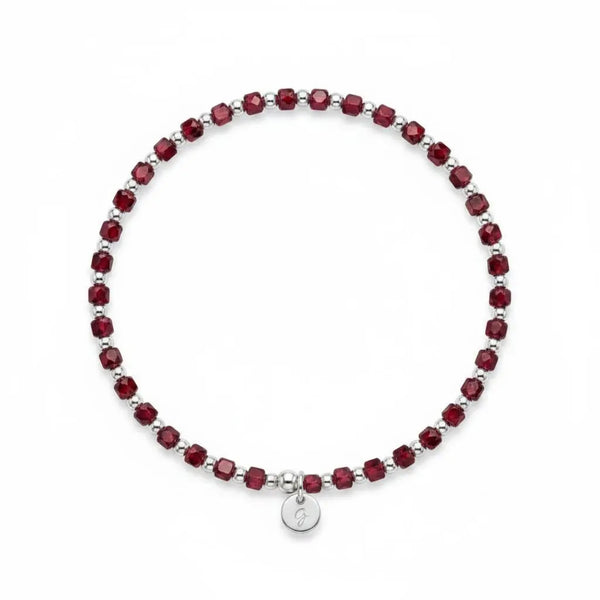 “Yaiza” Garnet 2.5mm Square Beads Bracelet
