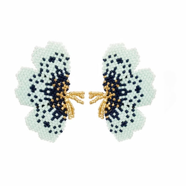 "NOLA" BEADED MINTED GREEN BUTTERFLY EARRINGS
