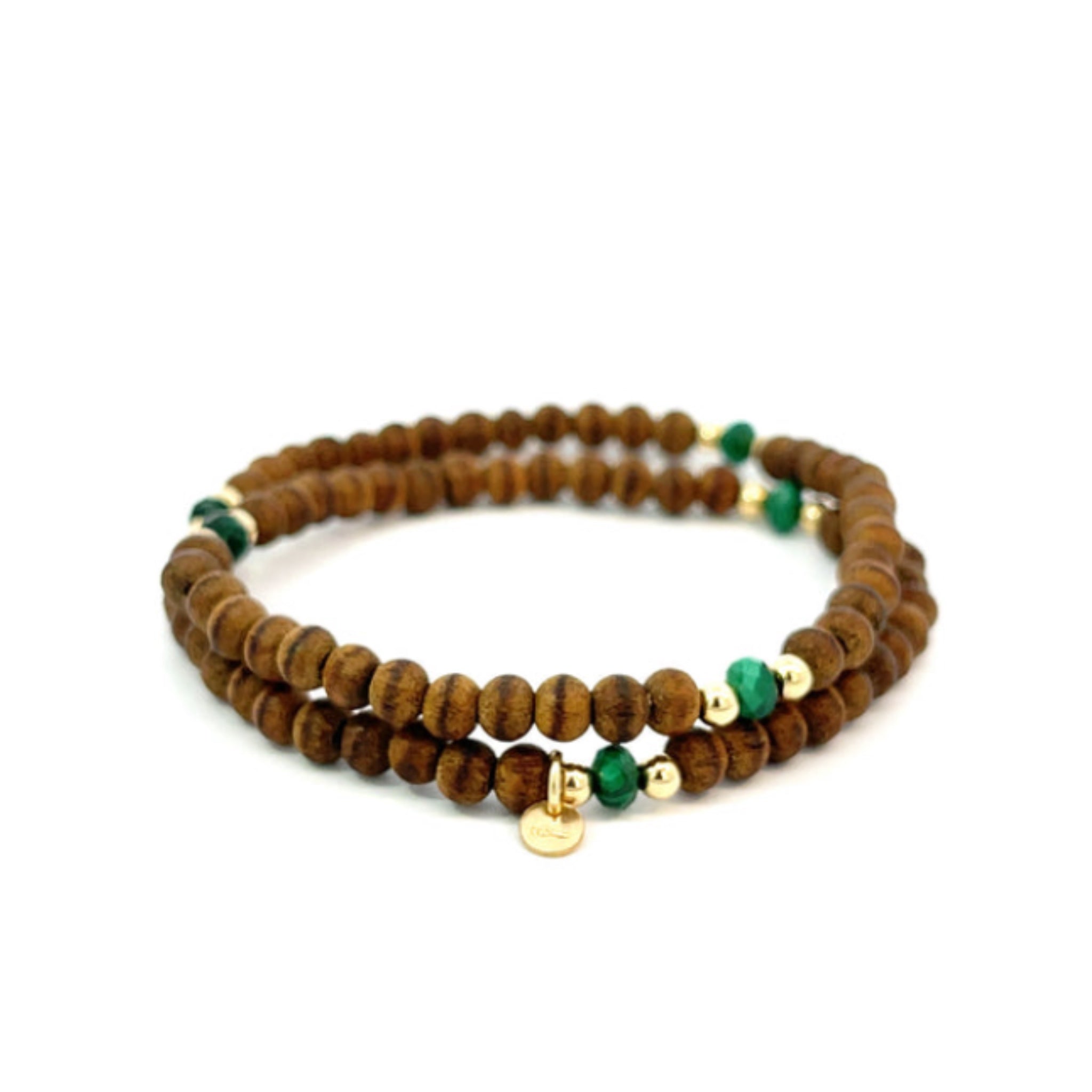 “SANA” Sandalwood and Malachite Bracelet