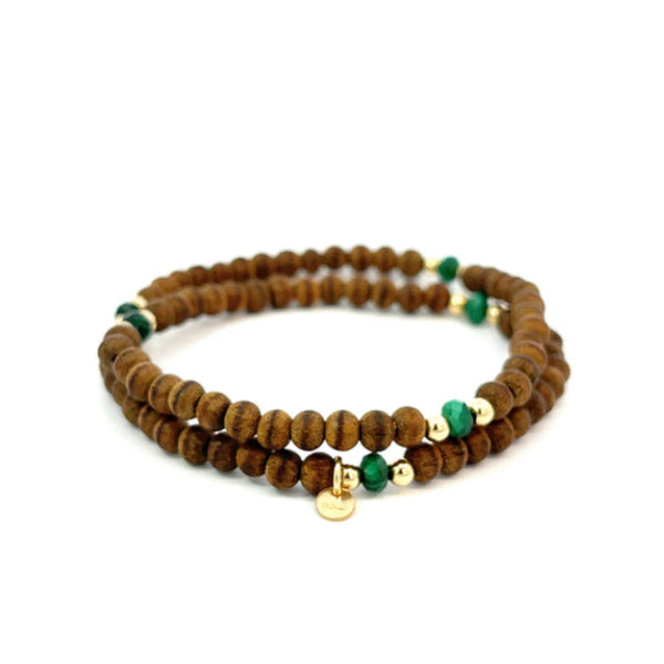 “SANA” Sandalwood and Malachite Bracelet