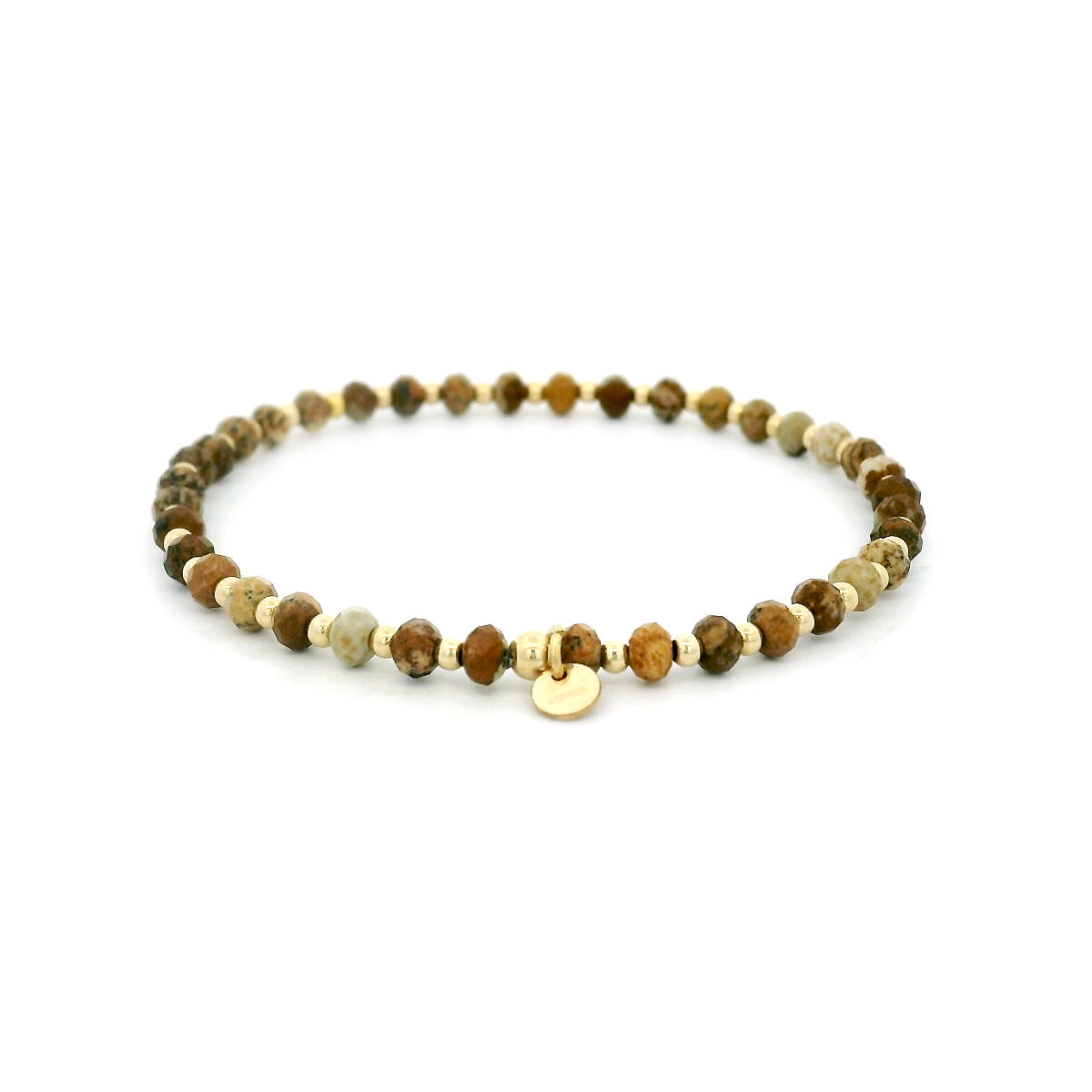 “Canyon” Picture Jasper Diamond Cut Bead Bracelet