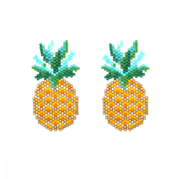 "PINEAPPLE" BEADED FRUIT EARRINGS