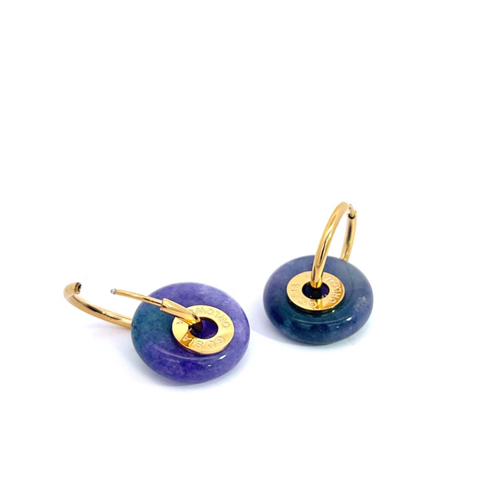 "CIAMBELLA" 2CM Green & Purple Agate SINGLE STONE Earrings