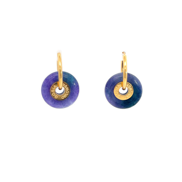 "CIAMBELLA" 2CM Green & Purple Agate Earrings