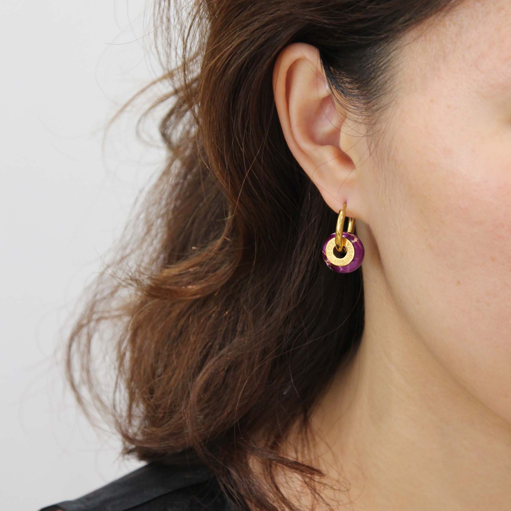 "CIAMBELLA MINI" 1.5CM Purple Jasper Earrings