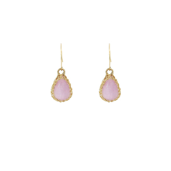 "NATI" PURPLE KUNZITE NET TEAR DROP EARRINGS