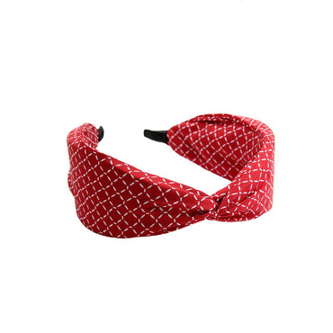 “Ivy” Red Dash-line Twisted Style Silk Headband