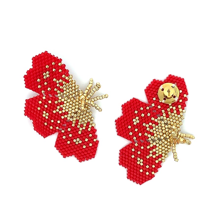 “NOLA” BEADED FESTIVE RED BUTTERFLY EARRING