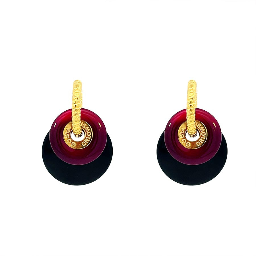 "Ciambella" 2 stones Black Onyx & Red Agate Earrings