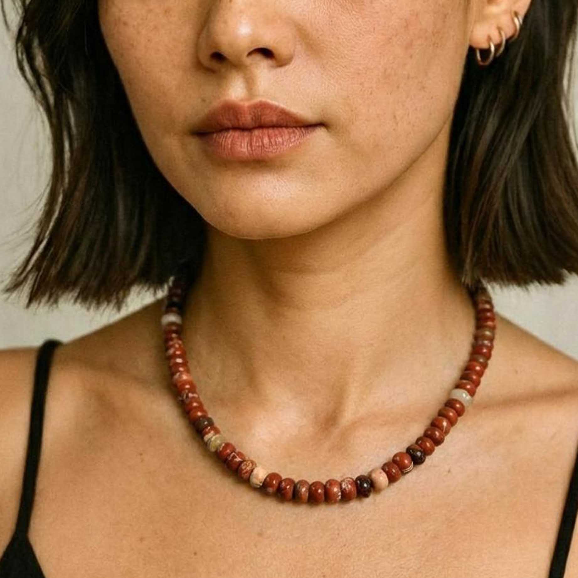 “Agnes” Gemstone Choker / Red Jasper