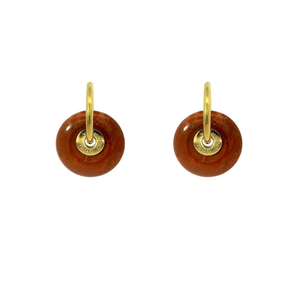 “Ciambella” 2cm Red Jaspas Single Stone Earrings