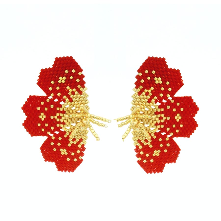 “NOLA” BEADED FESTIVE RED BUTTERFLY EARRING