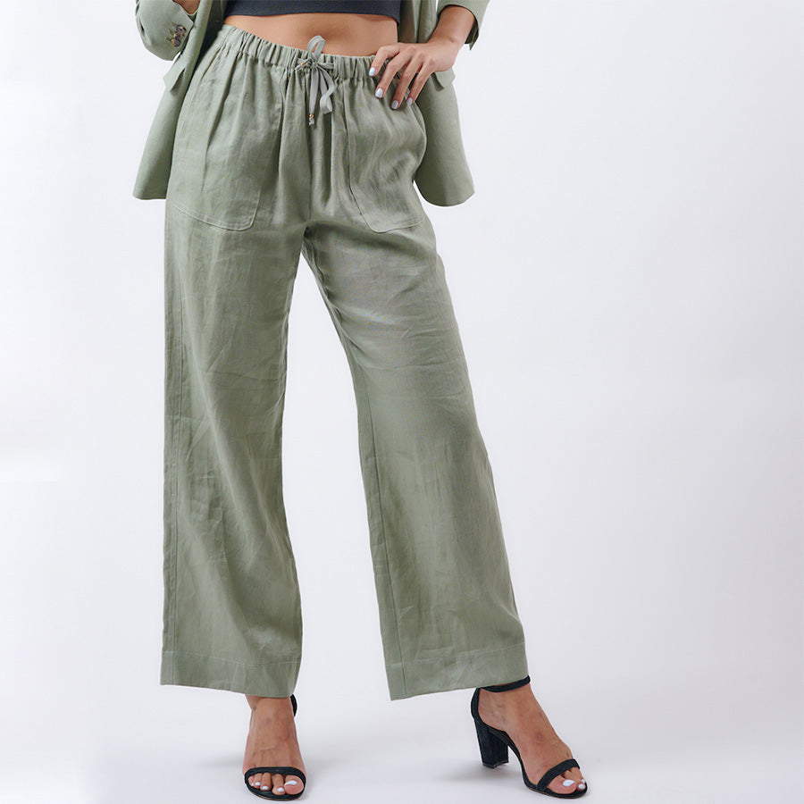 "SOFIA" LINEN PANTS - SAGE GREEN