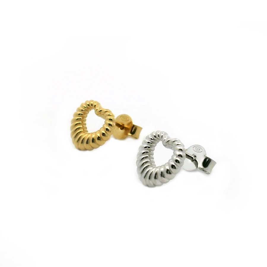 “TOBELOVED” Vibrant Heart Gold Vermeil Stud Earrings