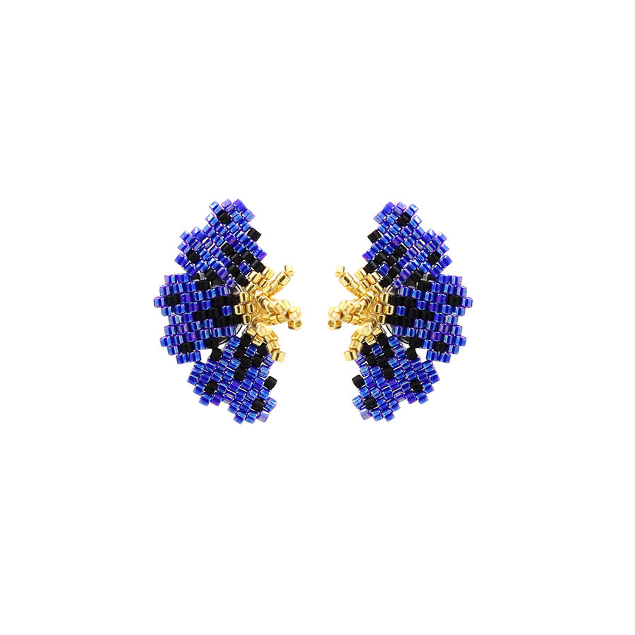 "NOLA" BEADED DARK BLUE BUTTERFLY EARRINGS