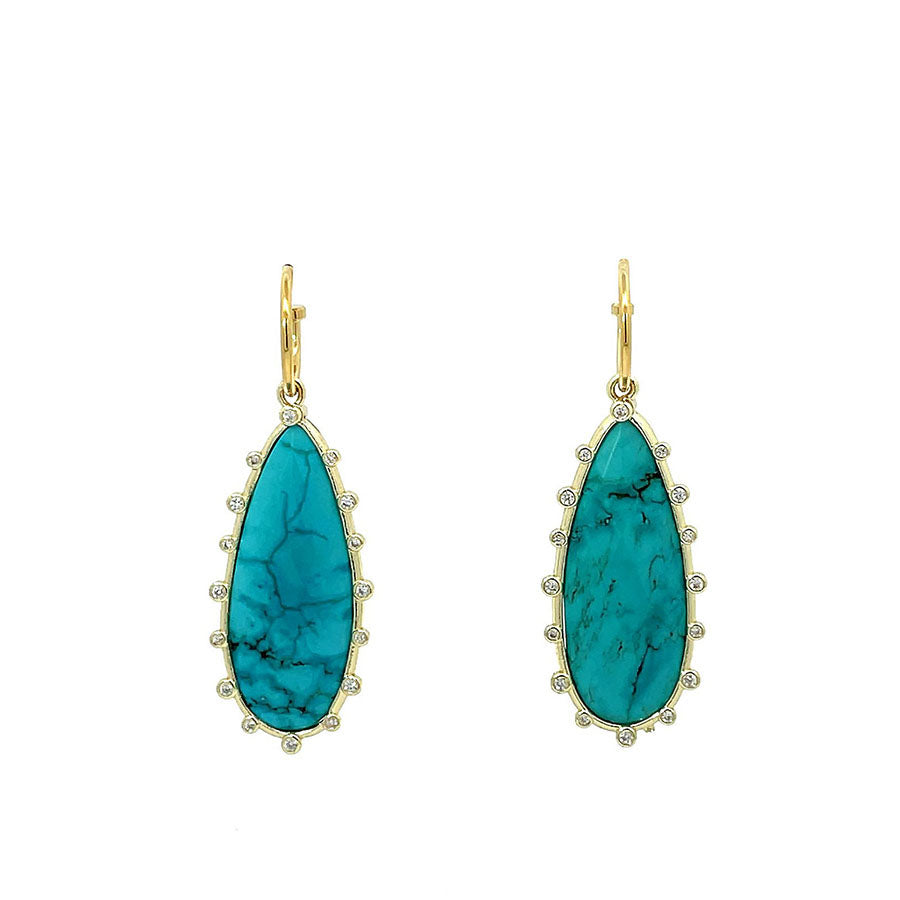 "SPIKED HEAVENLY BEAUTY" Turquoise Long Drop Earrings