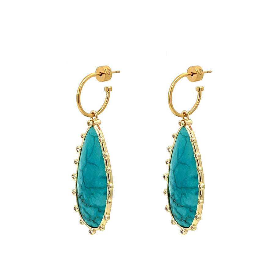 "SPIKED HEAVENLY BEAUTY" Turquoise Long Drop Earrings