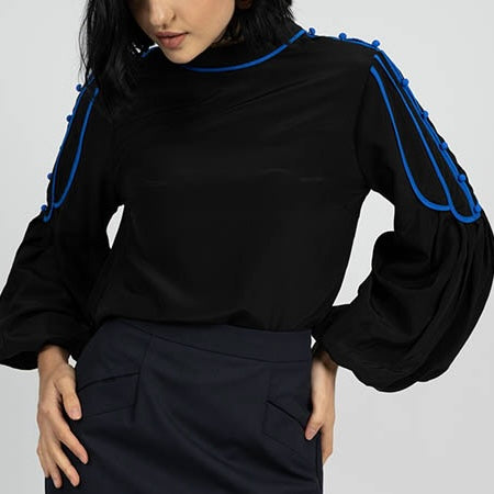 “TANGO” BLACK SILK BLOUSE