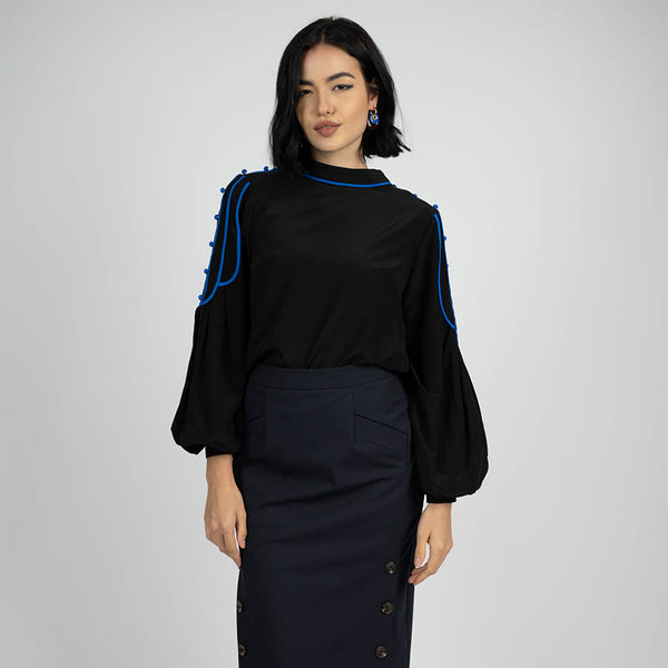“TANGO” BLACK SILK BLOUSE