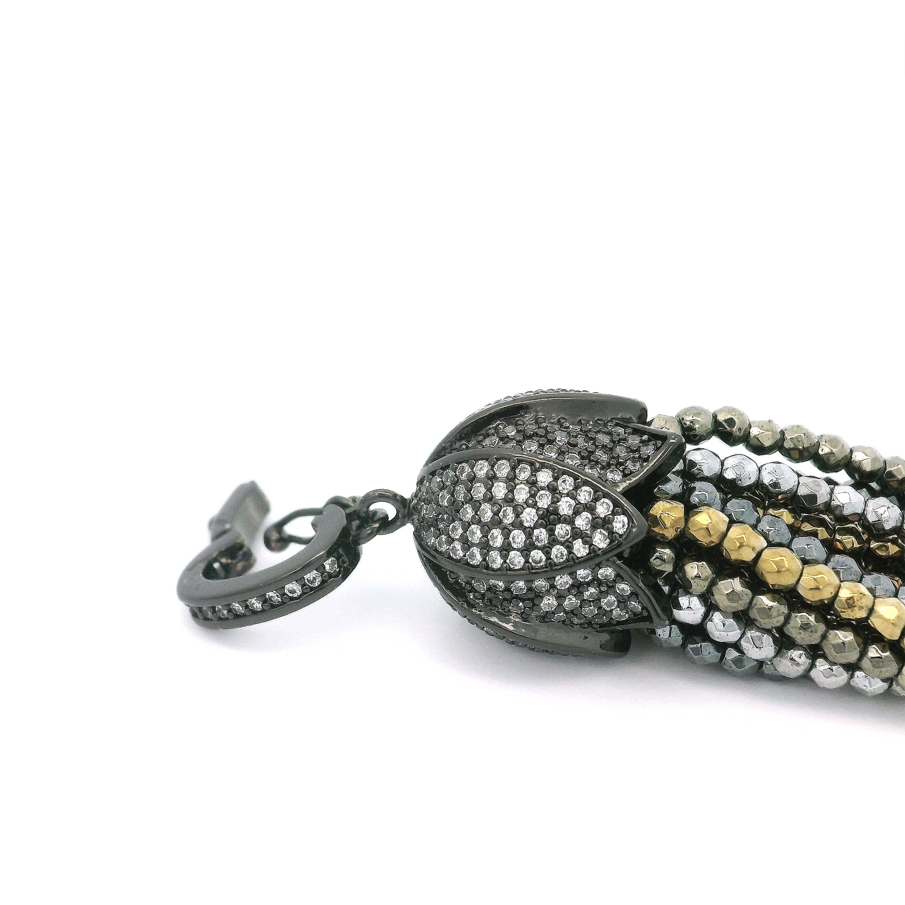 “Hattie” Long Hematite Tassel Necklace