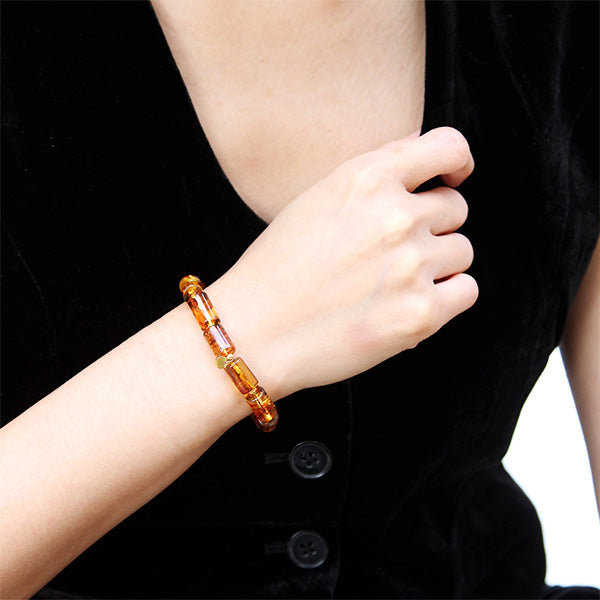 LUCKY AMBER - TUBE BEADED AMBER BRACELET II