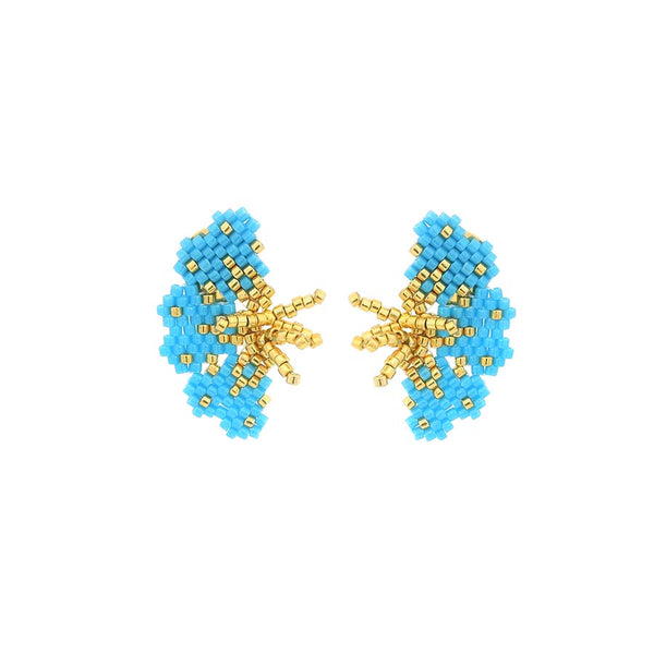 “NOLA” BEADED TURQUOISE BLUE BUTTERFLY EARRINGS