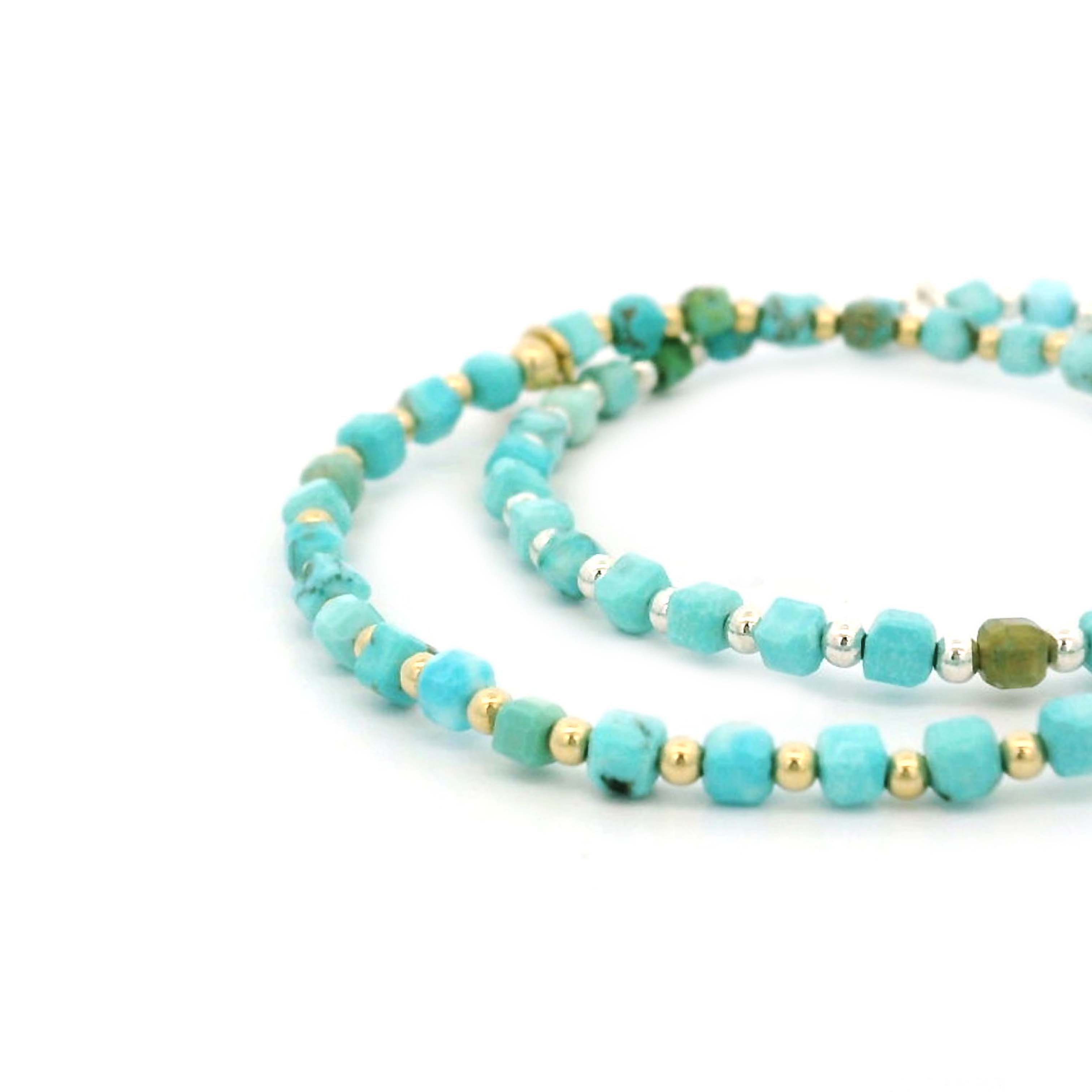 “Jaeda” Squared Beads Turquoise Bracelet